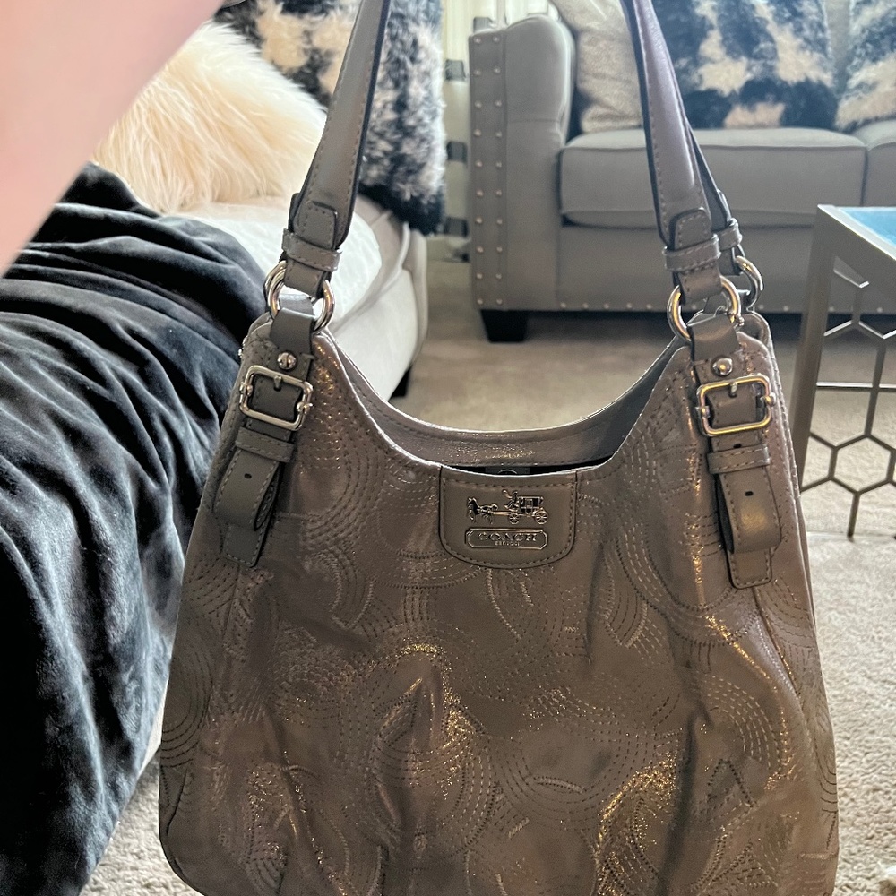 Original Silver Coach Shoulder Bag